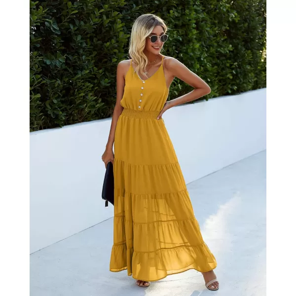 imagePRETTYGARDEN Womens Casual Summer Dress Spaghetti Strap Sleeveless High Waist Beach Long Maxi Sun DressesYellow