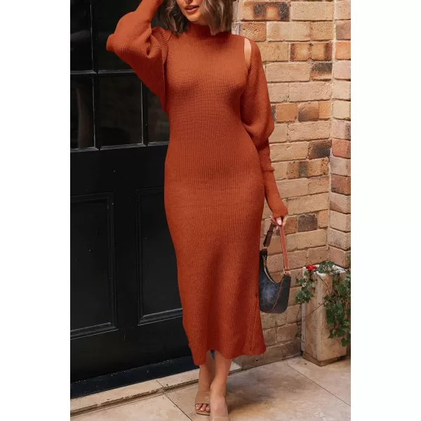 imagePRETTYGARDEN Womens Fall 2 Piece Outfits Bodycon Maxi Tank Pullover Sweater Dress And Long Sleeve Cropped Cardigan Knit SetsOrange