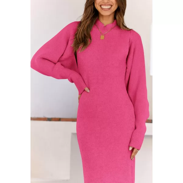 imagePRETTYGARDEN Womens Fall 2 Piece Outfits Bodycon Maxi Tank Pullover Sweater Dress And Long Sleeve Cropped Cardigan Knit SetsRose Red