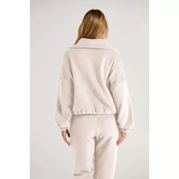 imagePRETTYGARDEN Womens Fall 2 Piece Outfits Fleece Sweatsuits Set Half Zip Cropped Sweatshirt Pullover Sweatpants Y2K TracksuitBeige