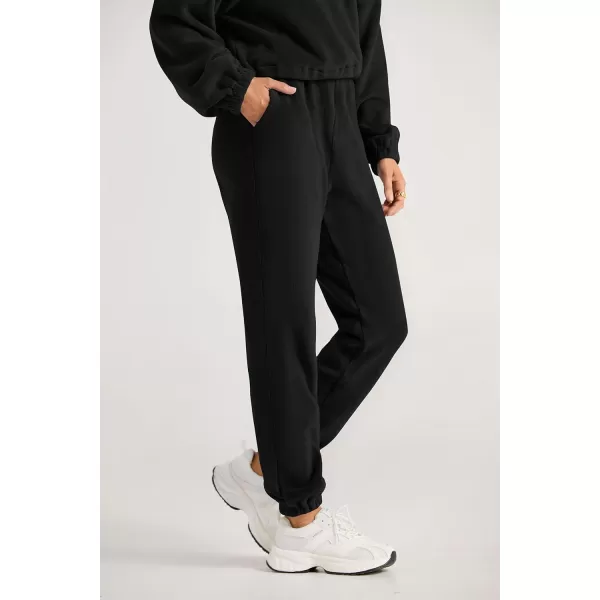 imagePRETTYGARDEN Womens Fall 2 Piece Outfits Fleece Sweatsuits Set Half Zip Cropped Sweatshirt Pullover Sweatpants Y2K TracksuitBlack
