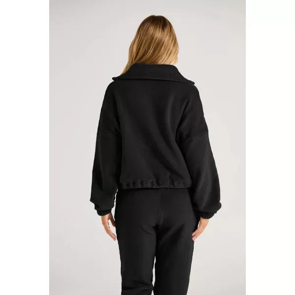 imagePRETTYGARDEN Womens Fall 2 Piece Outfits Fleece Sweatsuits Set Half Zip Cropped Sweatshirt Pullover Sweatpants Y2K TracksuitBlack