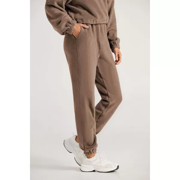 imagePRETTYGARDEN Womens Fall 2 Piece Outfits Fleece Sweatsuits Set Half Zip Cropped Sweatshirt Pullover Sweatpants Y2K TracksuitDark Khaki
