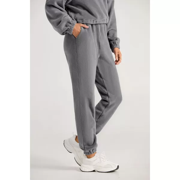 imagePRETTYGARDEN Womens Fall 2 Piece Outfits Fleece Sweatsuits Set Half Zip Cropped Sweatshirt Pullover Sweatpants Y2K TracksuitGrey