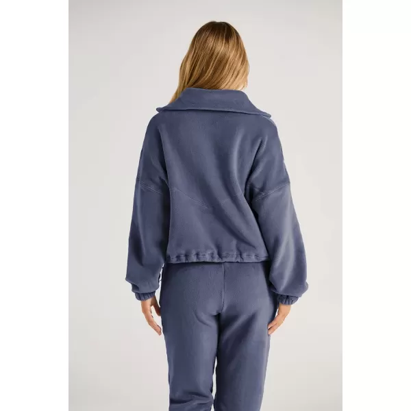 imagePRETTYGARDEN Womens Fall 2 Piece Outfits Fleece Sweatsuits Set Half Zip Cropped Sweatshirt Pullover Sweatpants Y2K TracksuitGrey Blue