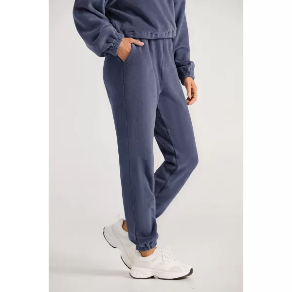 imagePRETTYGARDEN Womens Fall 2 Piece Outfits Fleece Sweatsuits Set Half Zip Cropped Sweatshirt Pullover Sweatpants Y2K TracksuitGrey Blue