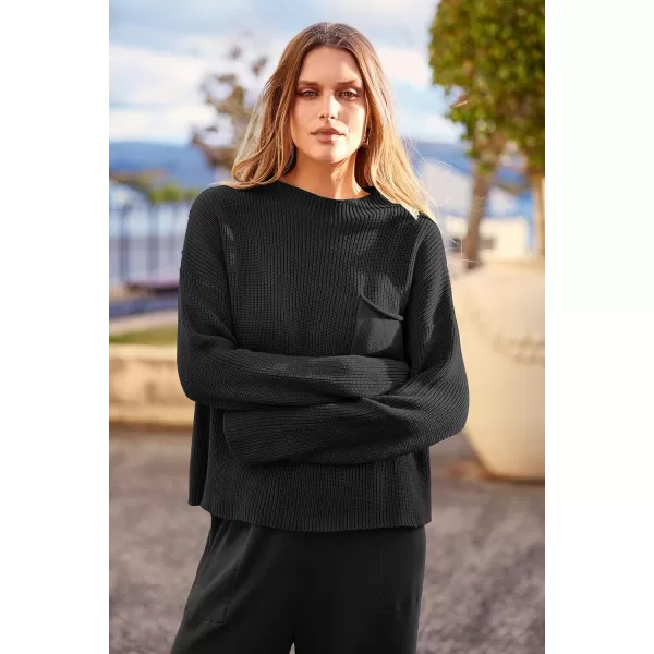 imagePRETTYGARDEN Womens Fall 2 Piece Sweater Set Casual Pullover Top High Waisted Sweatpants Tracksuit Lounge OutfitsBlack