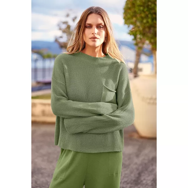 imagePRETTYGARDEN Womens Fall 2 Piece Sweater Set Casual Pullover Top High Waisted Sweatpants Tracksuit Lounge OutfitsGrass Green