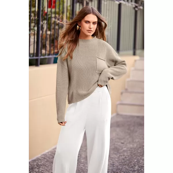 imagePRETTYGARDEN Womens Fall 2 Piece Sweater Set Casual Pullover Top High Waisted Sweatpants Tracksuit Lounge OutfitsKhaki Beige White