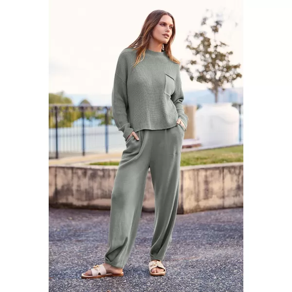 imagePRETTYGARDEN Womens Fall 2 Piece Sweater Set Casual Pullover Top High Waisted Sweatpants Tracksuit Lounge OutfitsLight Grey