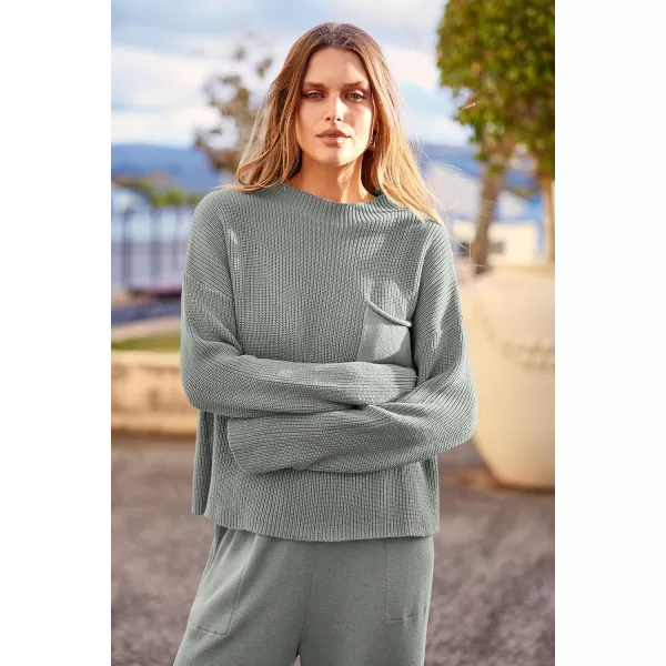 imagePRETTYGARDEN Womens Fall 2 Piece Sweater Set Casual Pullover Top High Waisted Sweatpants Tracksuit Lounge OutfitsLight Grey