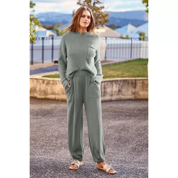 imagePRETTYGARDEN Womens Fall 2 Piece Sweater Set Casual Pullover Top High Waisted Sweatpants Tracksuit Lounge OutfitsLight Grey
