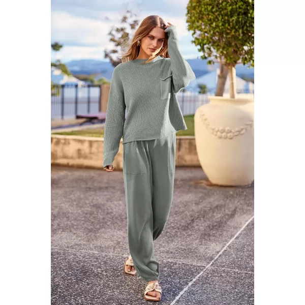 imagePRETTYGARDEN Womens Fall 2 Piece Sweater Set Casual Pullover Top High Waisted Sweatpants Tracksuit Lounge OutfitsLight Grey