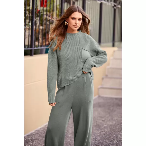 imagePRETTYGARDEN Womens Fall 2 Piece Sweater Set Casual Pullover Top High Waisted Sweatpants Tracksuit Lounge OutfitsLight Grey
