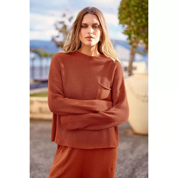 imagePRETTYGARDEN Womens Fall 2 Piece Sweater Set Casual Pullover Top High Waisted Sweatpants Tracksuit Lounge OutfitsOrange