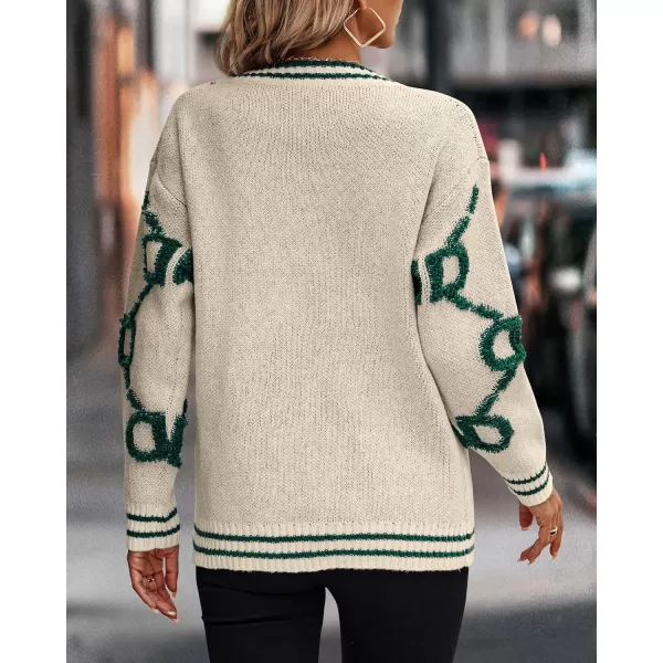 imagePRETTYGARDEN Womens Fall Chunky Knit Cardigan Sweaters Casual Open Front Button Up Winter Coats OuterwearApricot Green