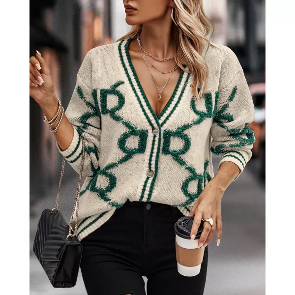 imagePRETTYGARDEN Womens Fall Chunky Knit Cardigan Sweaters Casual Open Front Button Up Winter Coats OuterwearApricot Green