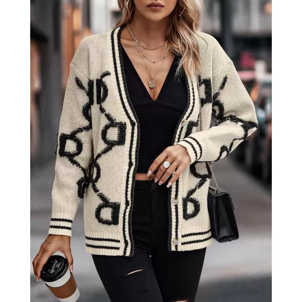 imagePRETTYGARDEN Womens Fall Chunky Knit Cardigan Sweaters Casual Open Front Button Up Winter Coats OuterwearKhaki Black