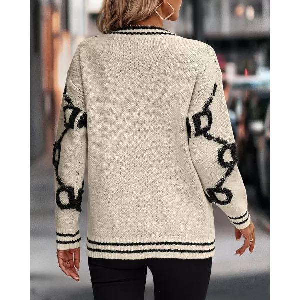 imagePRETTYGARDEN Womens Fall Chunky Knit Cardigan Sweaters Casual Open Front Button Up Winter Coats OuterwearKhaki Black