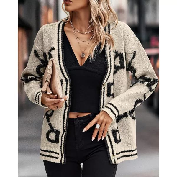 imagePRETTYGARDEN Womens Fall Chunky Knit Cardigan Sweaters Casual Open Front Button Up Winter Coats OuterwearKhaki Black