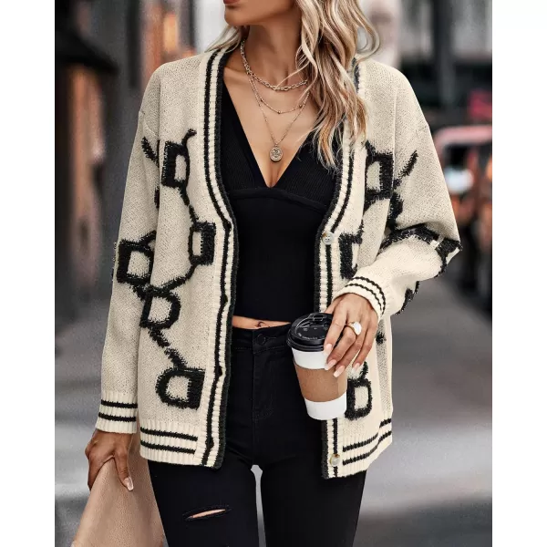 imagePRETTYGARDEN Womens Fall Chunky Knit Cardigan Sweaters Casual Open Front Button Up Winter Coats OuterwearKhaki Black