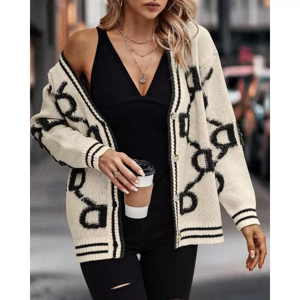 imagePRETTYGARDEN Womens Fall Chunky Knit Cardigan Sweaters Casual Open Front Button Up Winter Coats OuterwearKhaki Black