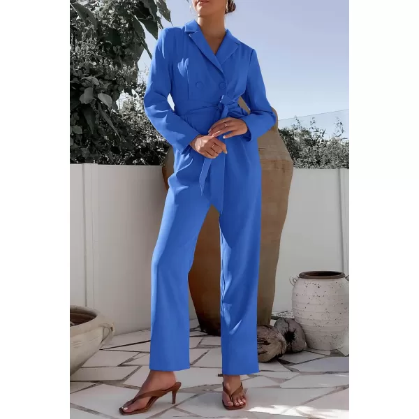 imagePRETTYGARDEN Womens Fall One Piece Jumpsuits Long Sleeve Belt Wide Leg Pants Romper Dressy Elegant Business Casual OutfitsRoyal Blue