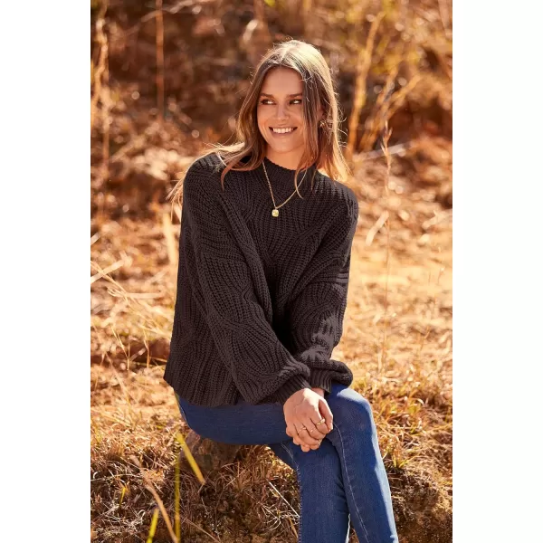 imagePRETTYGARDEN Womens Fall Oversized Pullover Sweaters Casual Crewneck Long Sleeve Chunky Cable Knit Blouse TopCoffee
