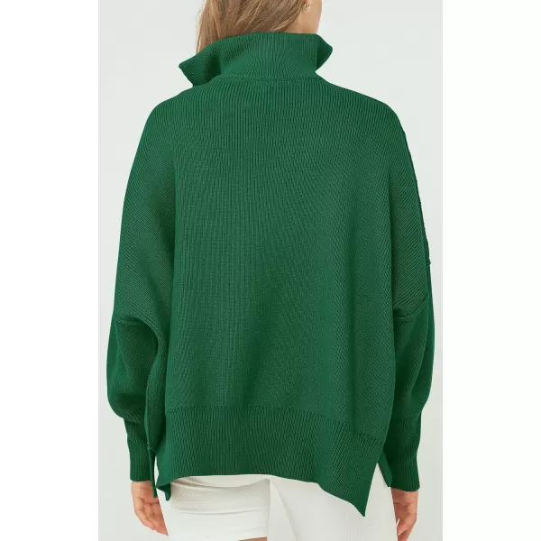 imagePRETTYGARDEN Womens Fall Pullover Oversized Sweaters Casual Long Sleeve Zip Up Lapel V Neck Knitted Winter TopsGreen