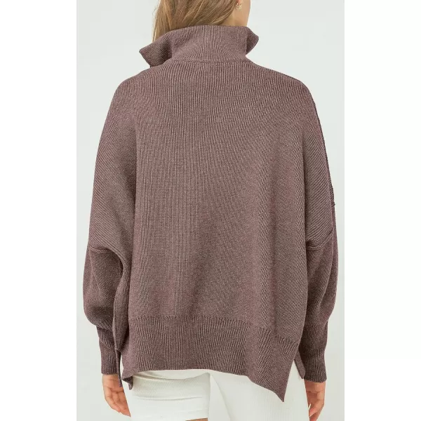 imagePRETTYGARDEN Womens Fall Pullover Oversized Sweaters Casual Long Sleeve Zip Up Lapel V Neck Knitted Winter TopsNutmeg