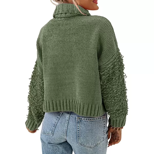 imagePRETTYGARDEN Womens Fall Turtleneck Sweaters Casual Long Sleeve Pullover Ribbed Knit Sweater Top BlouseArmy Green