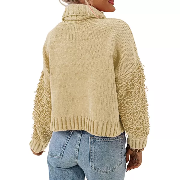imagePRETTYGARDEN Womens Fall Turtleneck Sweaters Casual Long Sleeve Pullover Ribbed Knit Sweater Top BlouseKhaki