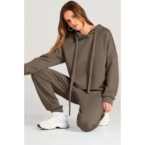 imagePRETTYGARDEN Womens Fall Two Piece Outfits Sweatsuits Set Long Sleeve Hoodies Sweatshirt Pullover Sweatpants Y2K TracksuitsArmy Green