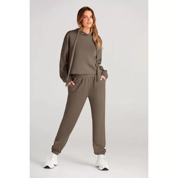 imagePRETTYGARDEN Womens Fall Two Piece Outfits Sweatsuits Set Long Sleeve Hoodies Sweatshirt Pullover Sweatpants Y2K TracksuitsArmy Green