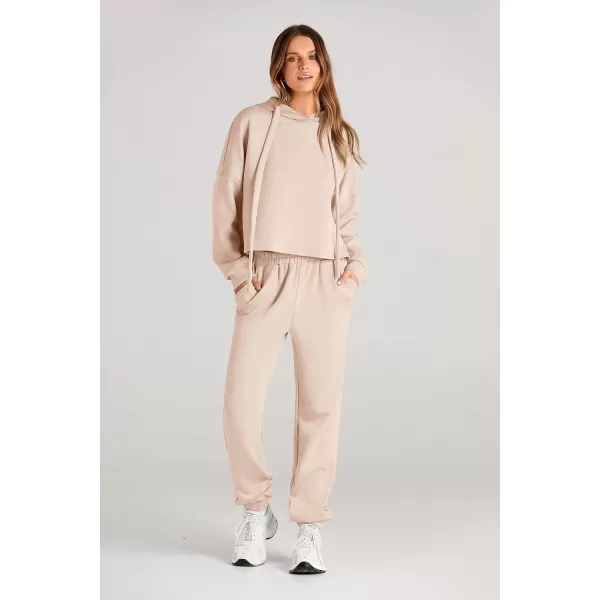 imagePRETTYGARDEN Womens Fall Two Piece Outfits Sweatsuits Set Long Sleeve Hoodies Sweatshirt Pullover Sweatpants Y2K TracksuitsBeige