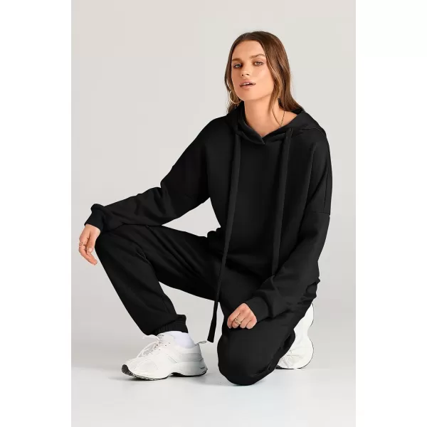 imagePRETTYGARDEN Womens Fall Two Piece Outfits Sweatsuits Set Long Sleeve Hoodies Sweatshirt Pullover Sweatpants Y2K TracksuitsBlack