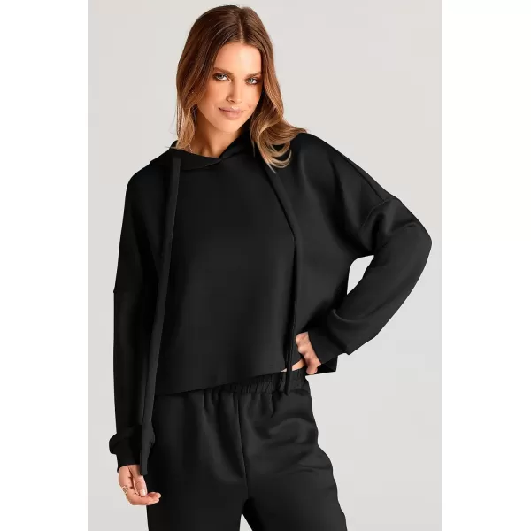 imagePRETTYGARDEN Womens Fall Two Piece Outfits Sweatsuits Set Long Sleeve Hoodies Sweatshirt Pullover Sweatpants Y2K TracksuitsBlack