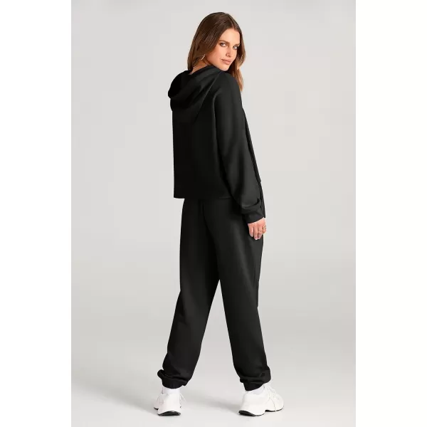 imagePRETTYGARDEN Womens Fall Two Piece Outfits Sweatsuits Set Long Sleeve Hoodies Sweatshirt Pullover Sweatpants Y2K TracksuitsBlack