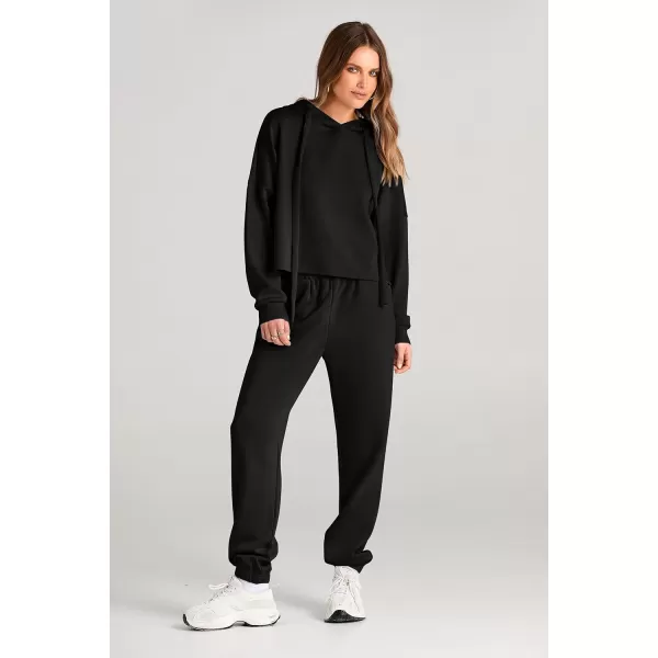 imagePRETTYGARDEN Womens Fall Two Piece Outfits Sweatsuits Set Long Sleeve Hoodies Sweatshirt Pullover Sweatpants Y2K TracksuitsBlack