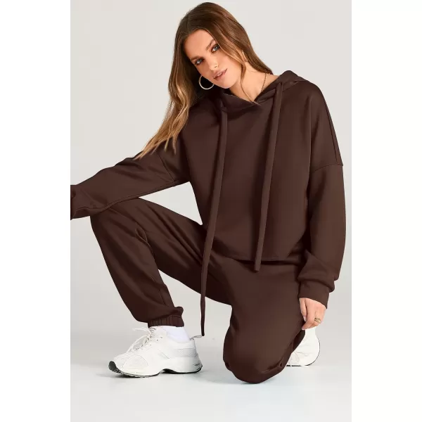 imagePRETTYGARDEN Womens Fall Two Piece Outfits Sweatsuits Set Long Sleeve Hoodies Sweatshirt Pullover Sweatpants Y2K TracksuitsCoffee