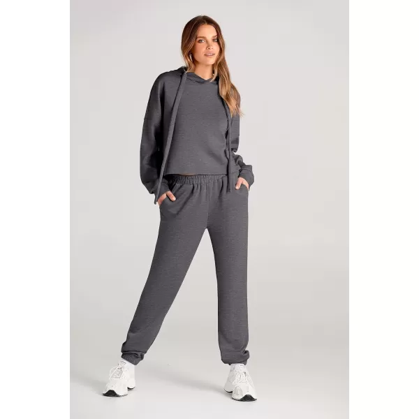 imagePRETTYGARDEN Womens Fall Two Piece Outfits Sweatsuits Set Long Sleeve Hoodies Sweatshirt Pullover Sweatpants Y2K TracksuitsDark Grey