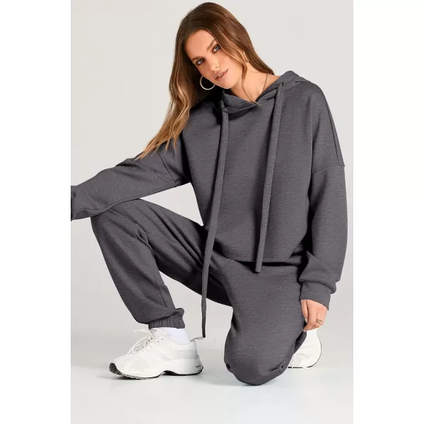 imagePRETTYGARDEN Womens Fall Two Piece Outfits Sweatsuits Set Long Sleeve Hoodies Sweatshirt Pullover Sweatpants Y2K TracksuitsDark Grey