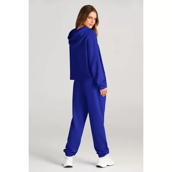 imagePRETTYGARDEN Womens Fall Two Piece Outfits Sweatsuits Set Long Sleeve Hoodies Sweatshirt Pullover Sweatpants Y2K TracksuitsRoyal Blue