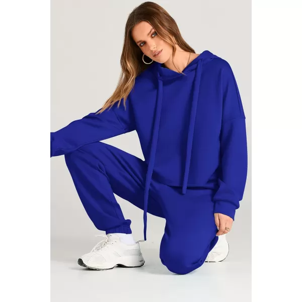 imagePRETTYGARDEN Womens Fall Two Piece Outfits Sweatsuits Set Long Sleeve Hoodies Sweatshirt Pullover Sweatpants Y2K TracksuitsRoyal Blue