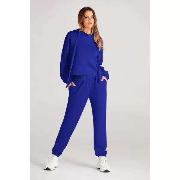 imagePRETTYGARDEN Womens Fall Two Piece Outfits Sweatsuits Set Long Sleeve Hoodies Sweatshirt Pullover Sweatpants Y2K TracksuitsRoyal Blue