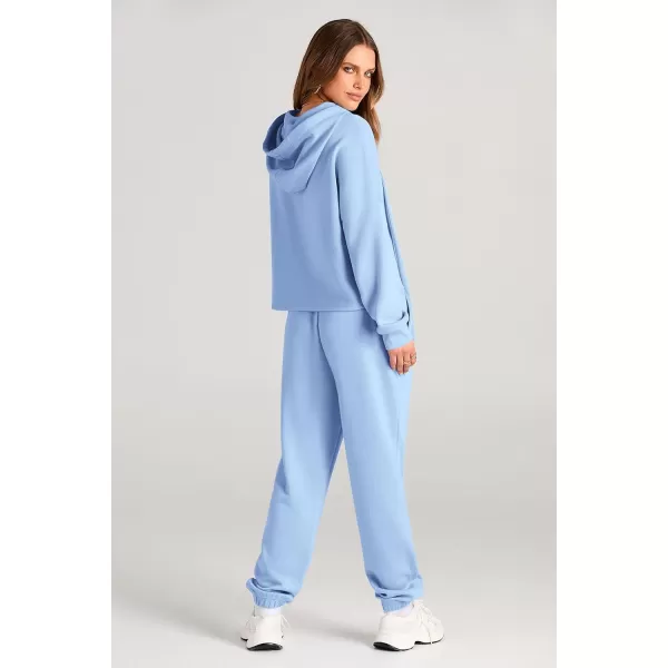 imagePRETTYGARDEN Womens Fall Two Piece Outfits Sweatsuits Set Long Sleeve Hoodies Sweatshirt Pullover Sweatpants Y2K TracksuitsSky Blue
