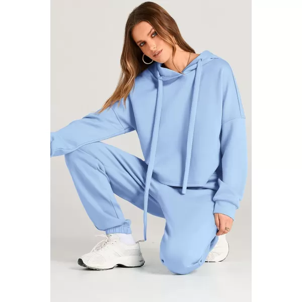 imagePRETTYGARDEN Womens Fall Two Piece Outfits Sweatsuits Set Long Sleeve Hoodies Sweatshirt Pullover Sweatpants Y2K TracksuitsSky Blue