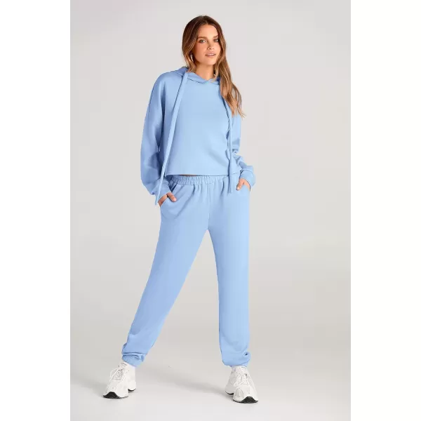 imagePRETTYGARDEN Womens Fall Two Piece Outfits Sweatsuits Set Long Sleeve Hoodies Sweatshirt Pullover Sweatpants Y2K TracksuitsSky Blue