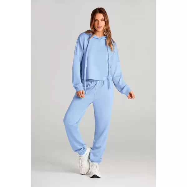 imagePRETTYGARDEN Womens Fall Two Piece Outfits Sweatsuits Set Long Sleeve Hoodies Sweatshirt Pullover Sweatpants Y2K TracksuitsSky Blue