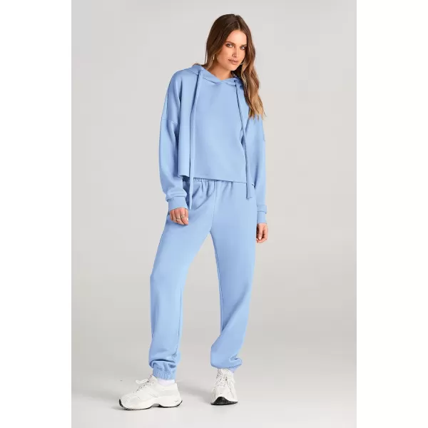imagePRETTYGARDEN Womens Fall Two Piece Outfits Sweatsuits Set Long Sleeve Hoodies Sweatshirt Pullover Sweatpants Y2K TracksuitsSky Blue